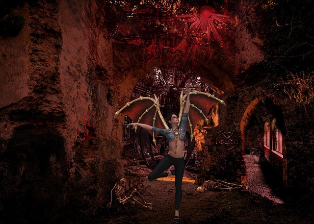 Free demon skeleton dungeon illustration