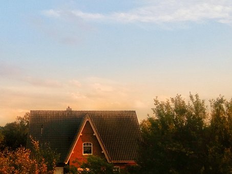Sonnenaufgang, Himmel, Wolken, Büsche