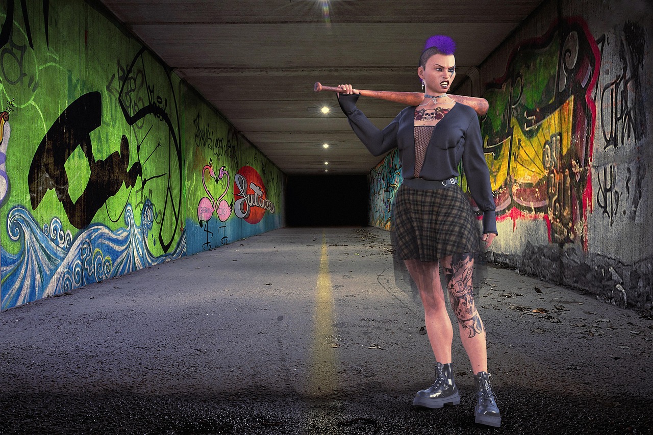 Woman Punk Baseball Bat - Free photo on Pixabay