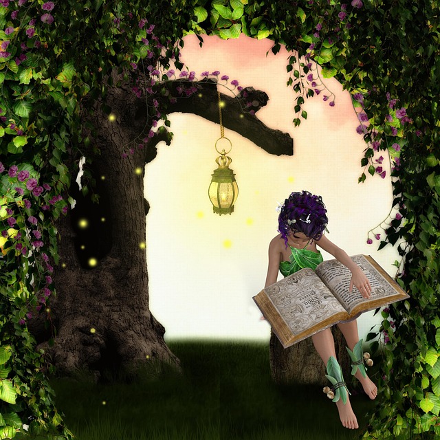 Free girl reading book illustration