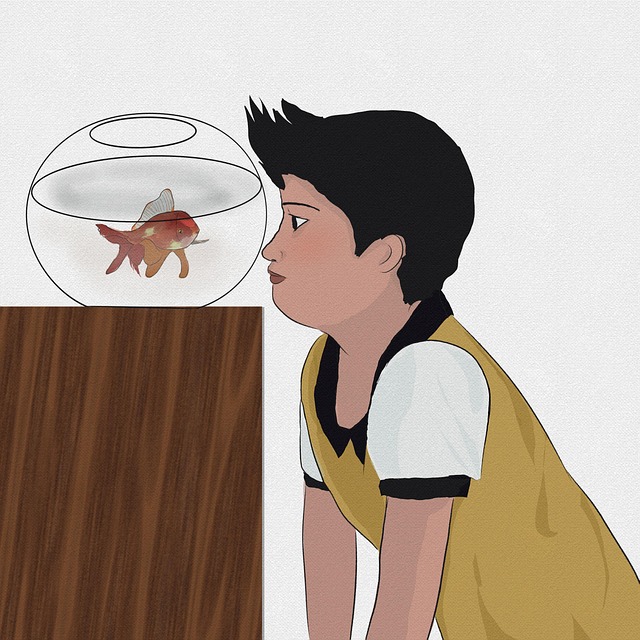 Free goldfish watch pets illustration