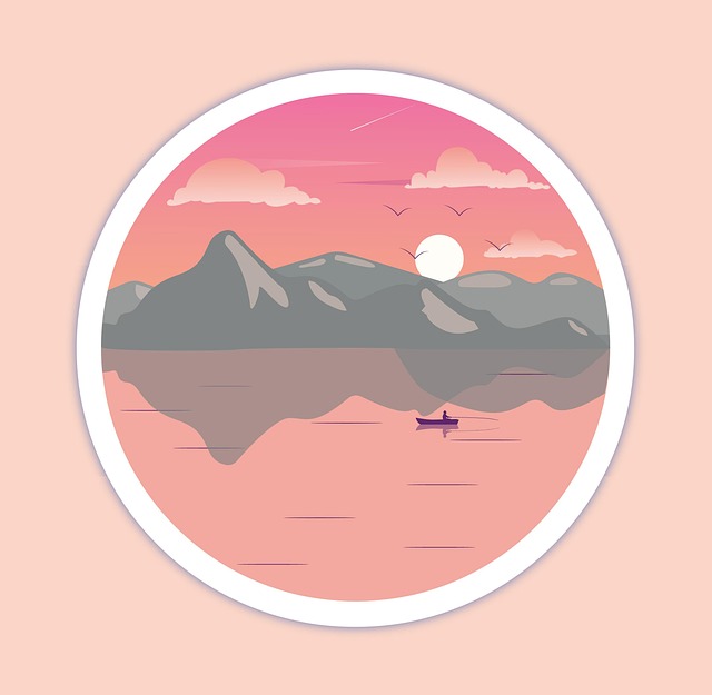 Free landscape mountains lake illustration