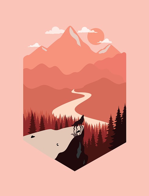 Free wolf cliff mountains illustration