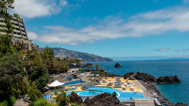 Kyst, Udvej, Madeira, Spanien, Hav, By