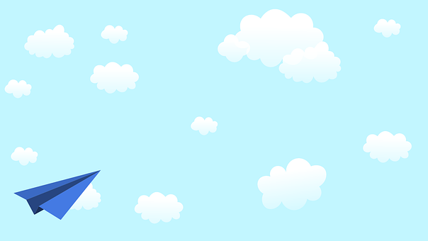 Papir Fly, Skyer, Baggrund, Himmel Blå