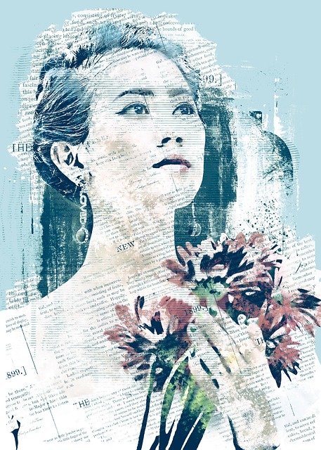 Free asian woman flowers painting illustration