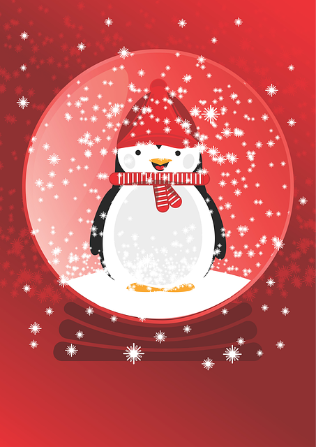 Free penguin snow ball decoration vector