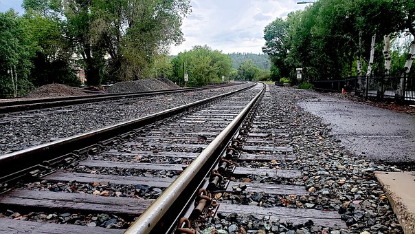 Spoorweg, Spoor, Bomen, Trein Rails, Esp