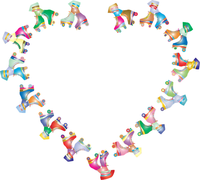 Free roller skates heart love vector