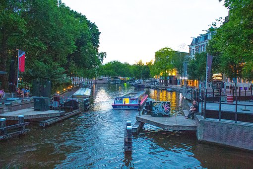 Båt, Amsterdam, By, Nederland, Holland