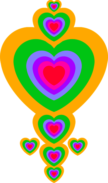 Free hearts rainbow funky illustration