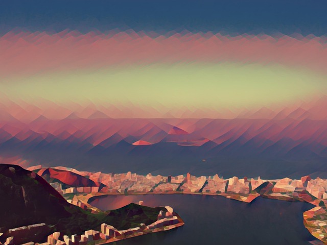 Free lake digital art sunset illustration