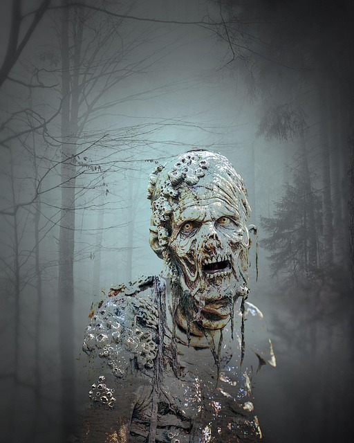 Free skeleton zombie forest illustration