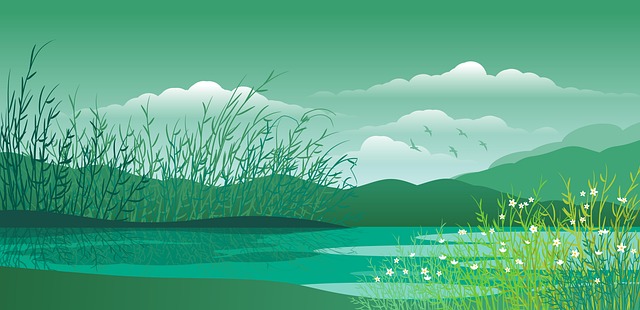 Free lake scenery mountains illustration