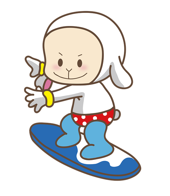 Tegneseriehare, Surfing, Surfebrett