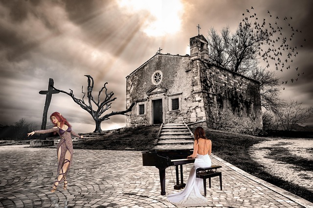 Free piano music woman illustration