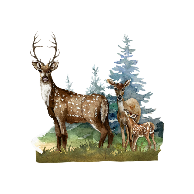 Free deer animals family illustration