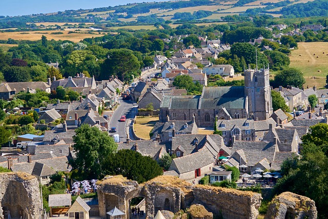 corfe castle, england, dorset, ruins, castle, travel, exploration, town