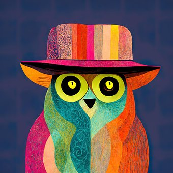 Coruja, Fedora, Colorido, Pássaro
