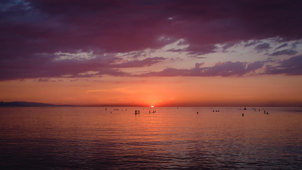 Sonnenaufgang, Himmel, Strand, Paddeln