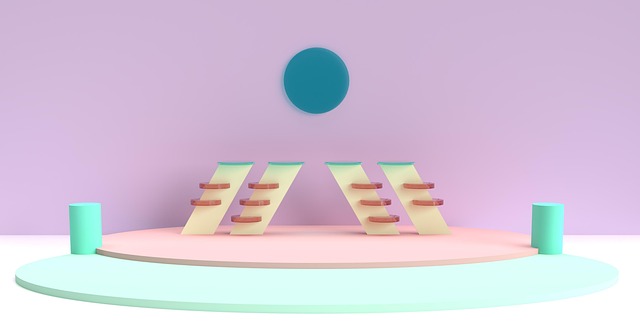 Fantasie Gebäude, 3D-Rendering, Treppe