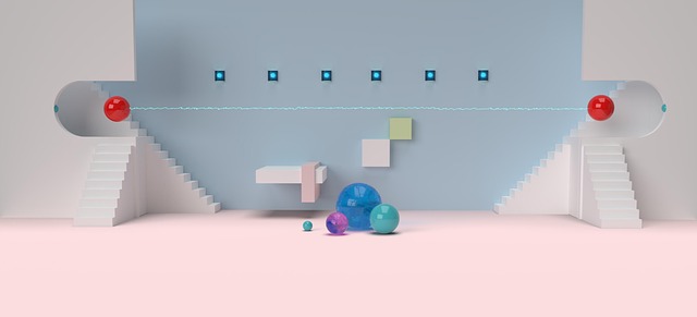 Fantasie Gebäude, 3D-Rendering, Treppe