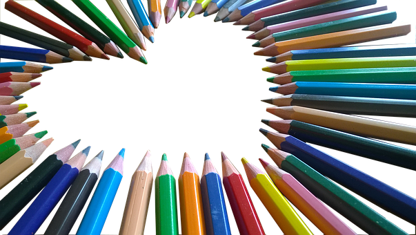 Buntstifte, Herz, Stift, Regenbogen