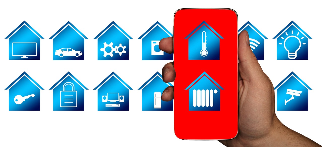 Smart home dashboard on smartphone showing security cameras, thermostat, and lighting controls