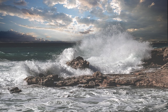 Onda, Imponente, Costa, Mar, Cielo
