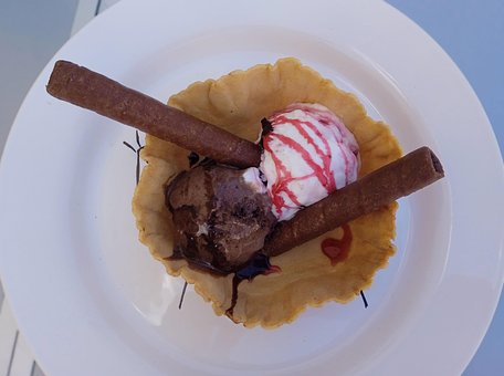 Eis, Sommer, Wafer, Schokolade, Erdbeere