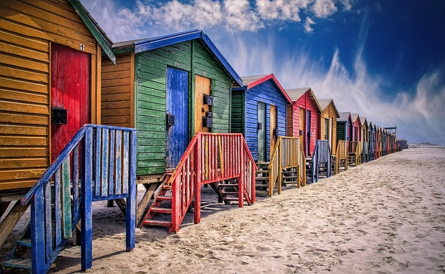 Free beach hut building sand illustration