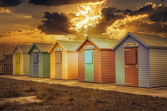 Free beach huts nature beach illustration