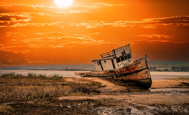 Free coastline boat nature illustration