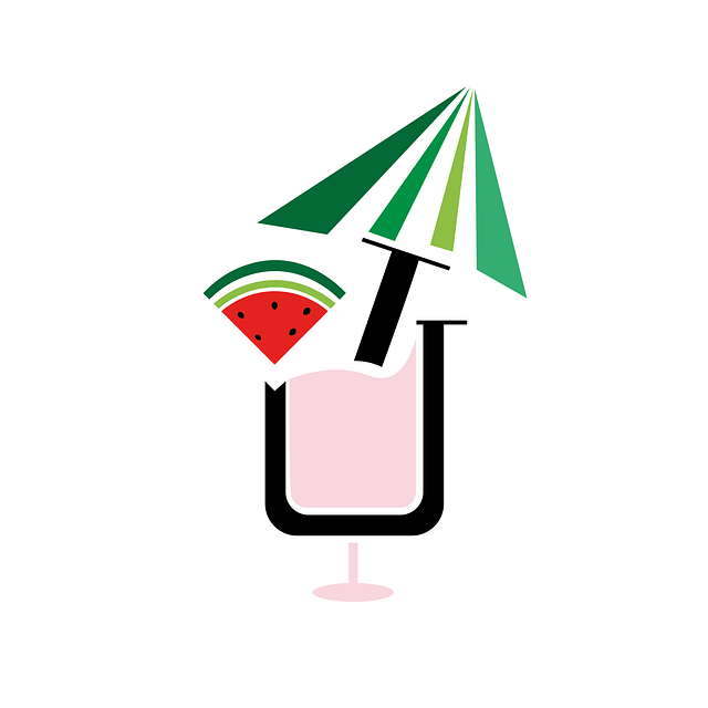 Free watermelon umbrella drink vector