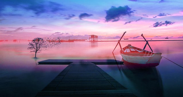 Bote, Lago, Hermosa Naturaleza