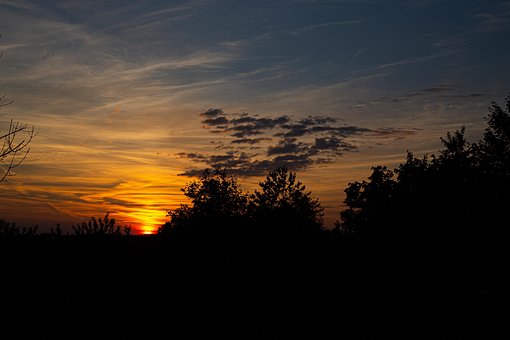 Solnedgang, Aften, Skumring, Natur