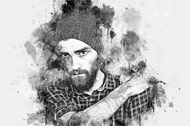 Free man beanie beard illustration
