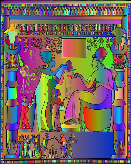 Free khouenaten psychedelic egyptian vector