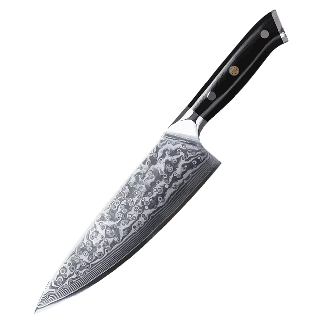 Free damascus steel knife kitchen illustration