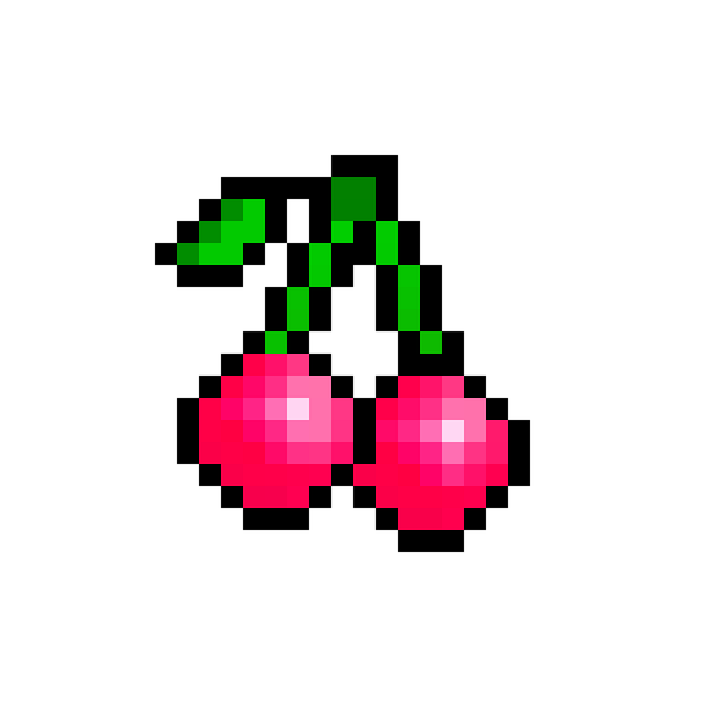 Free cherries fruits 8-bit illustration