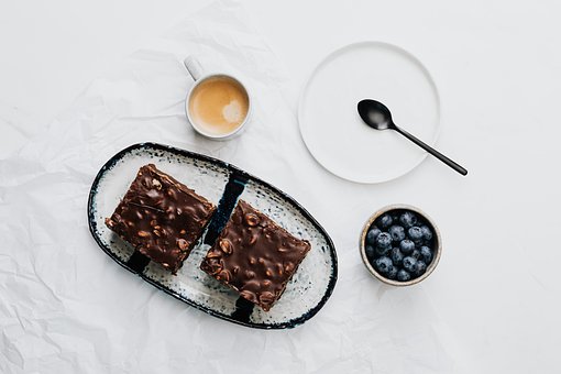 Blåbær, Brownies, Kaffe, Sjokoladekake