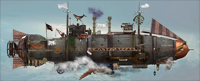 Free airship steampunk fantasy illustration