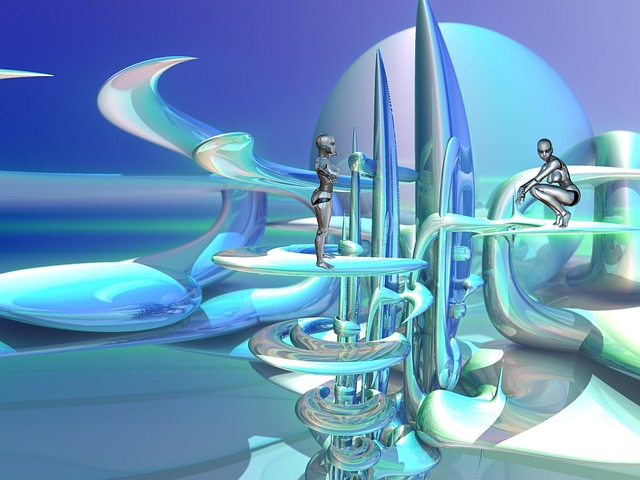 Free robots digital moon illustration