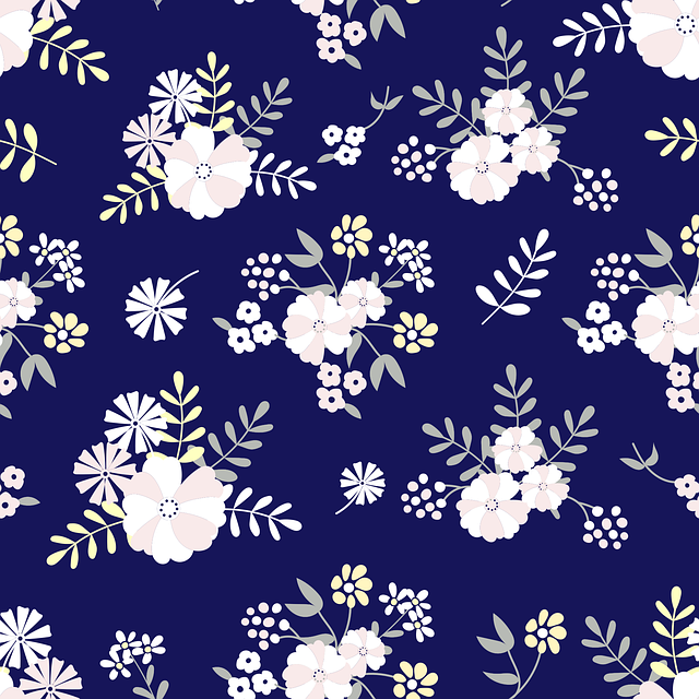 Blumen, Blumenmuster, Blauer Hintergrund