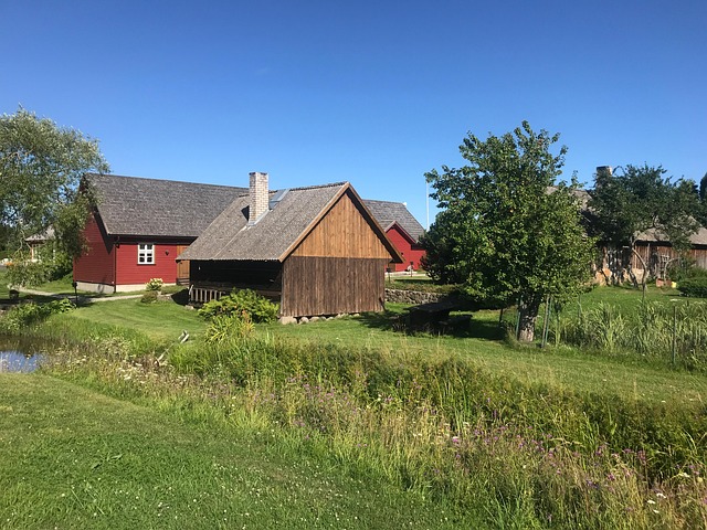 Granja, Estonia, Rural, Granero, Sauna