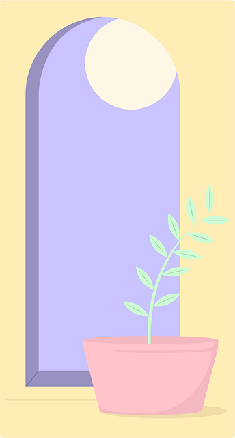 Free flowerpot window moon vector
