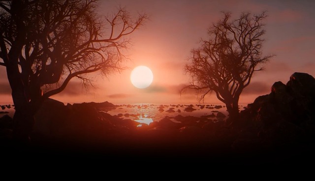 Free sunset sunrise scenery illustration