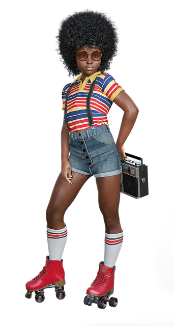 Free roller skates girl retro fashion illustration