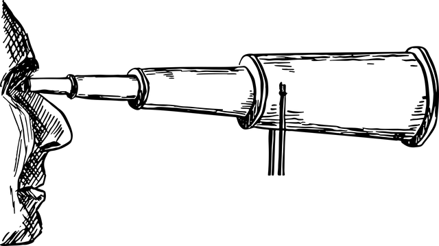Free man telescope viewing vector