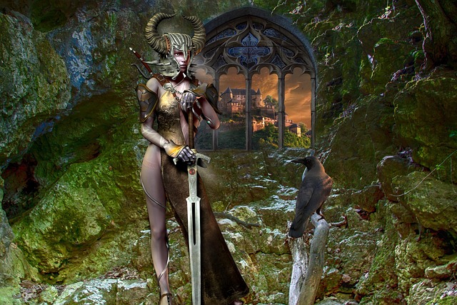 Free forest warrior fantasy illustration